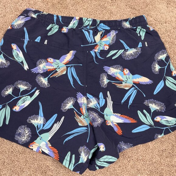 Patagonia Shorts Womens S Blue Pann Parrots Navy Nylon Drawstring Tropical Swim - Picture 10 of 10